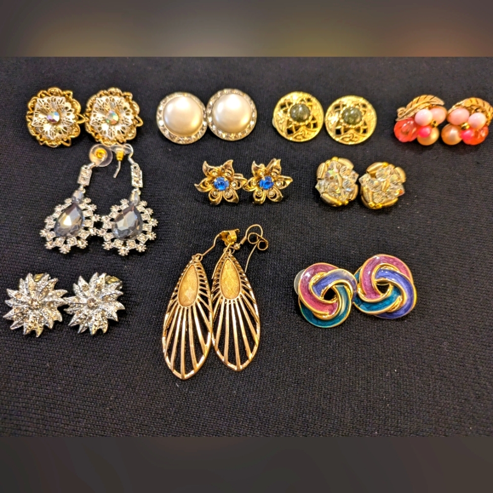 Elegant Multicolor Tone Women's Earring & Clip On Earrings Set Of 10